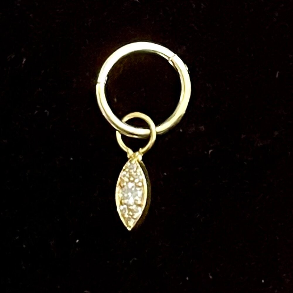 14K Gold Diamond Pavé Evil Eye Hoop Charm 16G 6mm Clicker Ring Custom FERKO’S - Picture 2 of 5